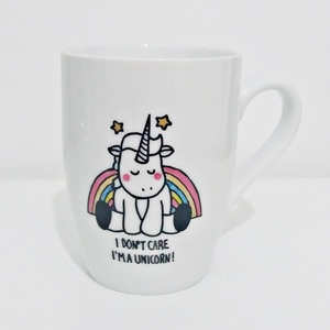 Σετ κούπα-πιατάκι handpainted "I am a Unicorn" - handmade, ζωγραφισμένα στο χέρι, κορίτσι, κουζίνα, χειροποίητα, πορσελάνη, set, δωράκι, personalised, σετ, unique, μονόκερος, gift idea, κούπες & φλυτζάνια, δώρα για γυναίκες - 2