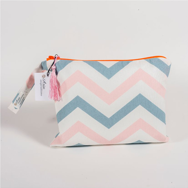 MY GREEK POUCH ZIG ZAG PINK - καλοκαίρι, αδιάβροχο, παραλία