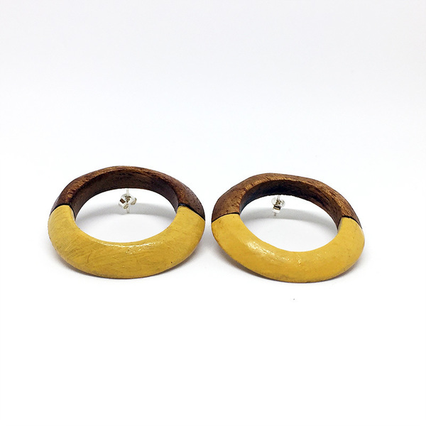 Split Earth Earrings - ξύλο, χειροποίητα, ξύλινα κοσμήματα, ξύλινο, ασήμι 925, ασήμι 925, κρεμαστά