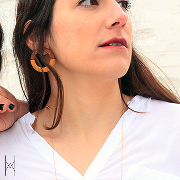 Split Earth Earrings - ξύλο, ασήμι 925, ασήμι 925, χειροποίητα, ξύλινο, ξύλινα κοσμήματα, κρεμαστά - 4