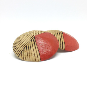 Sunset Pin Earrings - ξύλο, ξύλο, ασήμι 925, ασήμι 925, χειροποίητα, καρφωτά, μεγάλα, μεγάλα σκουλαρίκια, καρφάκι - 2