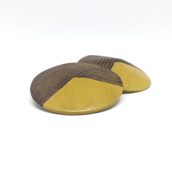 Earth Pin Earrings - ξύλο, ξύλο, ασήμι 925, ασήμι 925, χειροποίητα, καρφωτά, ξύλινα κοσμήματα, μεγάλα, μεγάλα σκουλαρίκια - 2