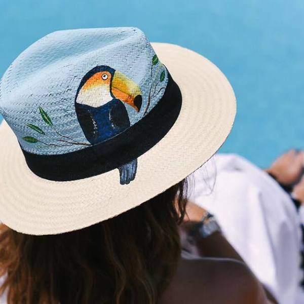 BLUE TOUCAN PANAMA HAT - ζωγραφισμένα στο χέρι, καλοκαίρι, ψάθα, street style, παραλία, απαραίτητα καλοκαιρινά αξεσουάρ, must αξεσουάρ, must, ψάθινα - 3
