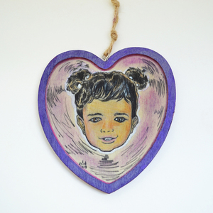 Προσωπογραφία σε μικρό κάδρο - ξύλο, ξύλο, ζωγραφισμένα στο χέρι, personalised, παιδικό δωμάτιο, παιδική διακόσμηση, διακοσμητικά, ξύλινα διακοσμητικά τοίχου - 3