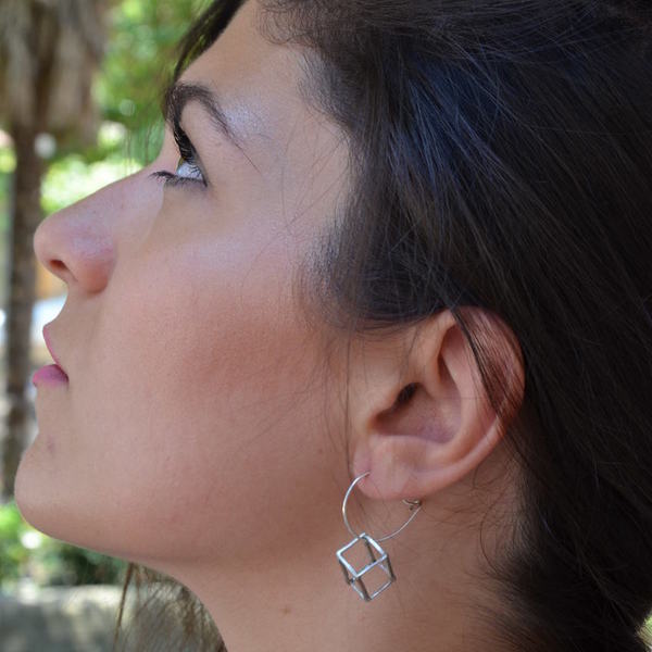 ''Cubes'' earrings - μοντέρνο, ασήμι 925, σκουλαρίκια, γεωμετρικά σχέδια, χειροποίητα, minimal, μικρά, κρεμαστά - 3
