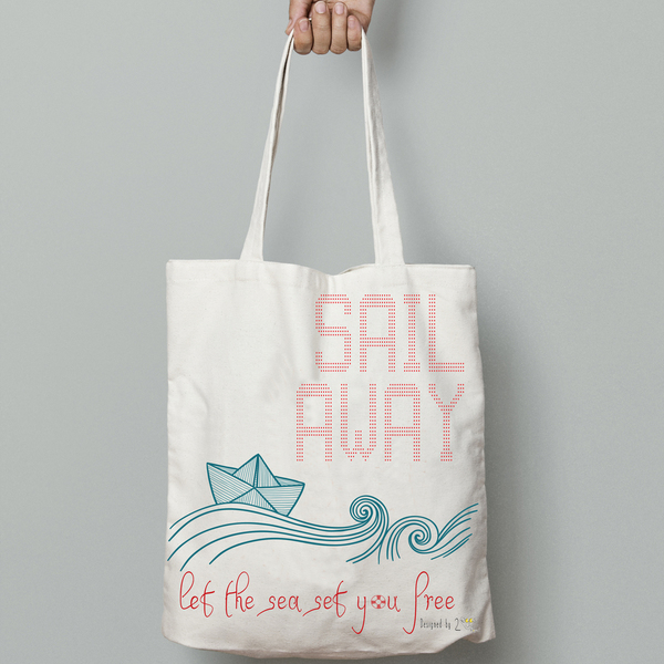 ❤ Sail away ❤ | Υφασμάτινη τσάντα, 100% cotton - ύφασμα, βαμβάκι, εκτύπωση, fashion, καλοκαίρι, δώρο, τσάντα, street style, summer, παραλία, all day, απαραίτητα καλοκαιρινά αξεσουάρ, must αξεσουάρ, casual, unique, θαλάσσης, tote, πάνινες τσάντες
