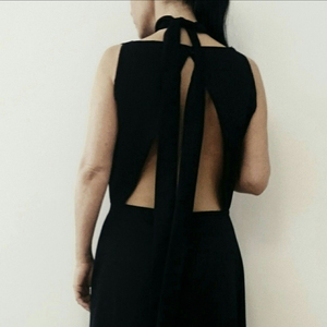 Μαυρο εξωπλατο maxi φορεμα jijibobo - αμάνικο, romantic