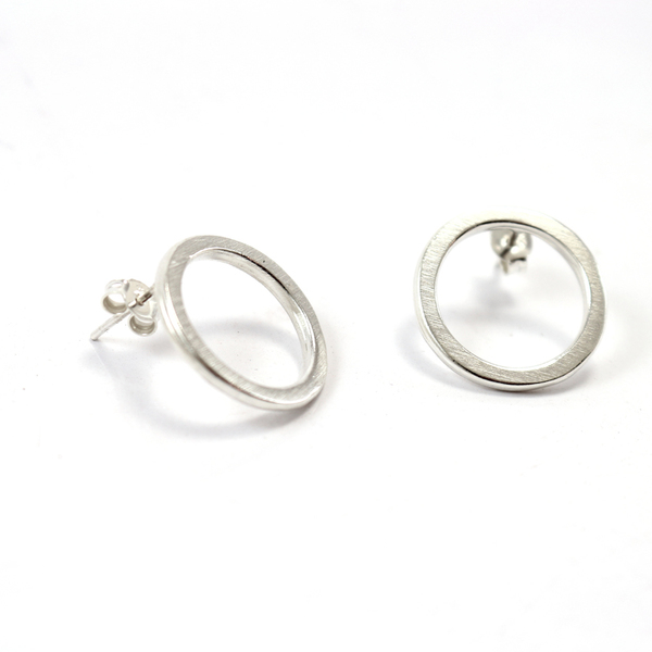 Silver "ring earrings" - ασήμι, ασήμι, chic, μοντέρνο, ασήμι 925, ασήμι 925, minimal, ασημένια, καρφωτά - 2