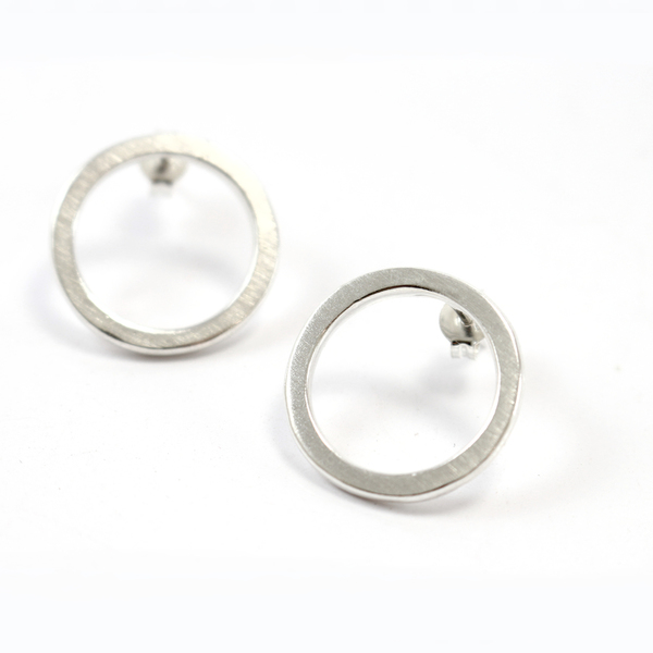 Silver "ring earrings" - ασήμι, ασήμι, chic, μοντέρνο, ασήμι 925, ασήμι 925, minimal, ασημένια, καρφωτά - 3