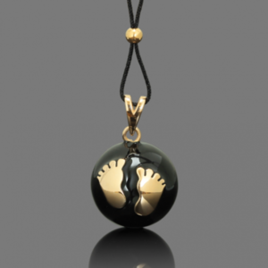 Μουσικό κόσμημα εγκυμοσύνης bola - Μαύρο με χρυσά πατουσάκια - επιχρυσωμένα, σμάλτος, μαμά - 5