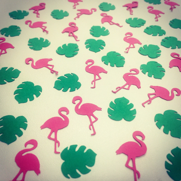 Confetti Φλαμίνγκο και τροπικά φύλλα - flamingos - 2