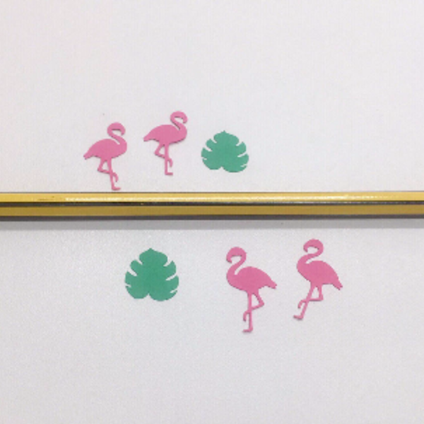 Confetti Φλαμίνγκο και τροπικά φύλλα - flamingos - 3