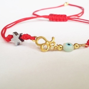 Zodiac bracelet - charms, μοντέρνο, επιχρυσωμένα, αστέρι, κορδόνια, μάτι, all day, ζώδια, δώρα γενεθλίων, χεριού, αυξομειούμενα