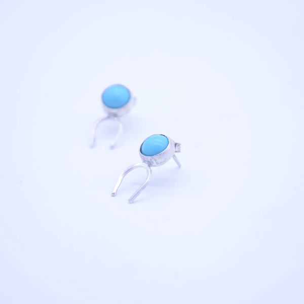 ''Turquoise'' stud earrings - ημιπολύτιμες πέτρες, ασήμι 925, χειροποίητα, minimal, Black Friday - 2