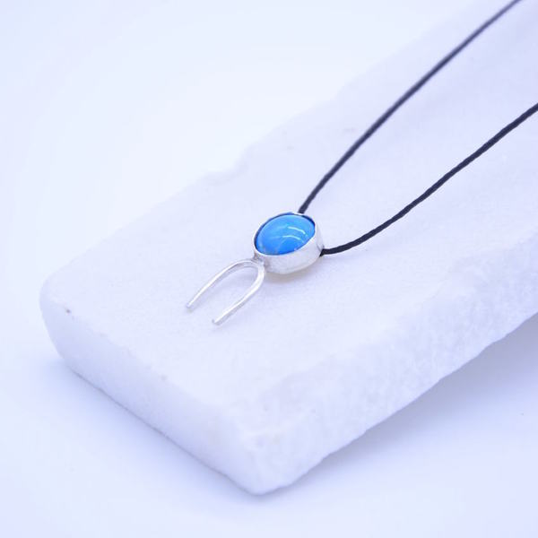 ''Turquoise'' necklace - ημιπολύτιμες πέτρες, μοντέρνο, ασήμι 925, χειροποίητα, minimal - 2