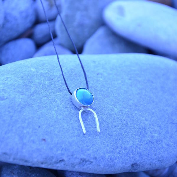 ''Turquoise'' necklace - ημιπολύτιμες πέτρες, μοντέρνο, ασήμι 925, χειροποίητα, minimal - 4