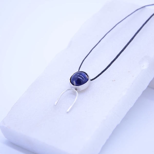 ''Navy Blue'' necklace - ημιπολύτιμες πέτρες, ημιπολύτιμες πέτρες, ασήμι 925, κολιέ, χειροποίητα, minimal - 2
