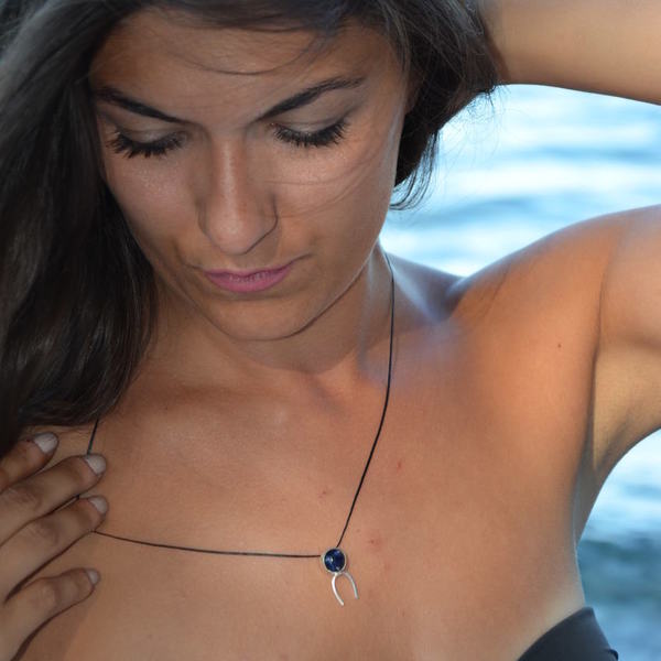 ''Navy Blue'' necklace - ημιπολύτιμες πέτρες, ημιπολύτιμες πέτρες, ασήμι 925, κολιέ, χειροποίητα, minimal - 3
