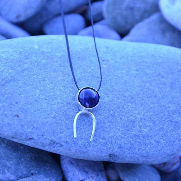 ''Navy Blue'' necklace - ημιπολύτιμες πέτρες, ημιπολύτιμες πέτρες, ασήμι 925, κολιέ, χειροποίητα, minimal - 4