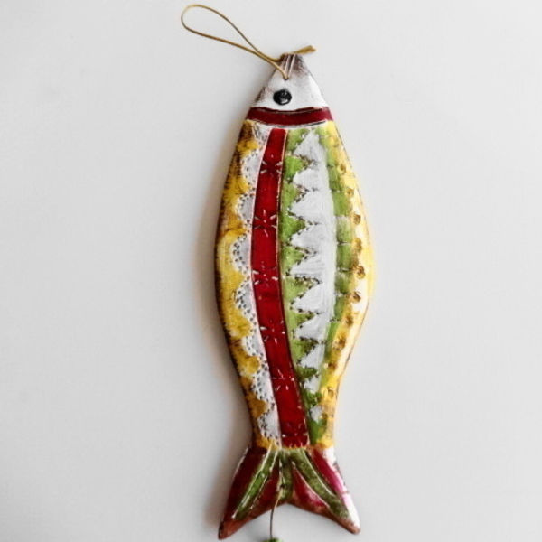 Ψάρι από πηλό - διακοσμητικό, ψάρι, τοίχου, ακρυλικό, πηλός, κρεμαστά, διακοσμητικά - 2