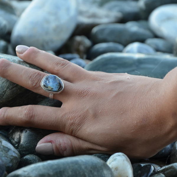 ''Opal'' ring - statement, ημιπολύτιμες πέτρες, ασήμι 925, boho, αυξομειούμενα - 4