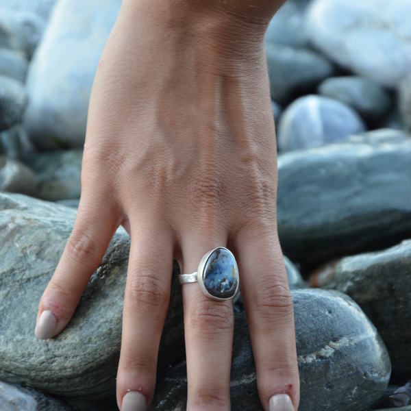 ''Opal'' ring - statement, ημιπολύτιμες πέτρες, ασήμι 925, boho, αυξομειούμενα - 5