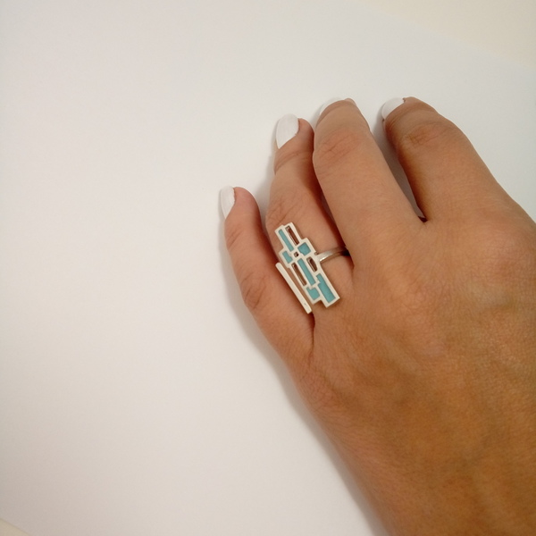 Δαχτυλίδι με σμάλτο - ασήμι 925, σμάλτος, δαχτυλίδι, επιπλατινωμένα - 4