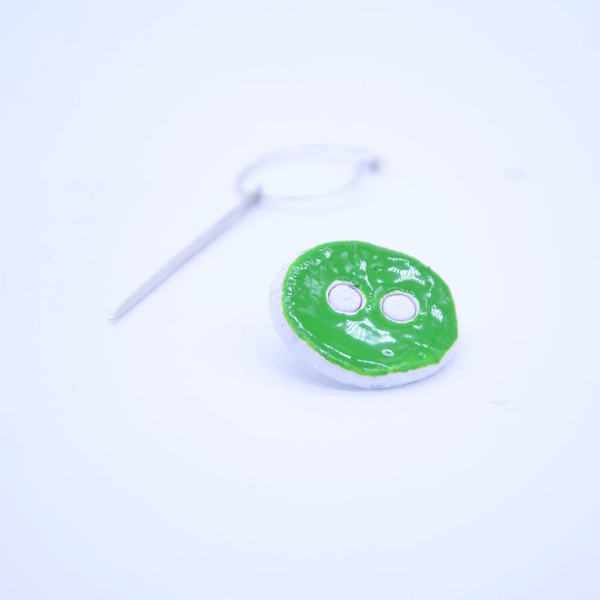 ''Green button'' earrings - ασήμι 925, σμάλτος, πηλός