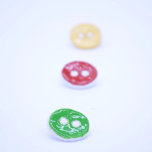 ''Green button'' earrings - ασήμι 925, σμάλτος, πηλός - 2