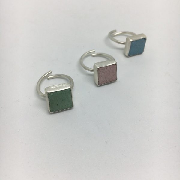 Ασημένιο δαχτυλίδι με μάρμαρο - ασήμι, χρωματιστό, μοναδικό, chevalier, δαχτυλίδι, γεωμετρικά σχέδια, χειροποίητα, καθημερινό, minimal, αυξομειούμενα - 5