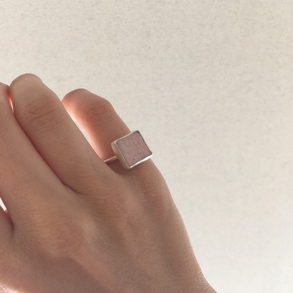 Ασημένιο δαχτυλίδι με μάρμαρο - ασήμι, χρωματιστό, μοναδικό, chevalier, δαχτυλίδι, γεωμετρικά σχέδια, χειροποίητα, καθημερινό, minimal, αυξομειούμενα - 3