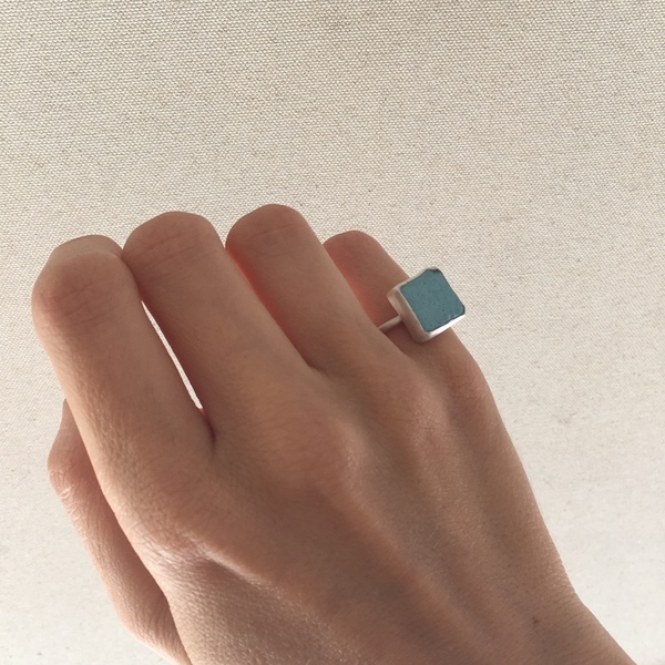 Ασημένιο δαχτυλίδι με μάρμαρο - ασήμι, χρωματιστό, μοναδικό, chevalier, δαχτυλίδι, γεωμετρικά σχέδια, χειροποίητα, καθημερινό, minimal, αυξομειούμενα - 4