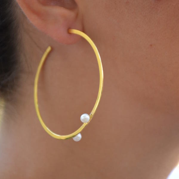 ''Water Pearls'' earrings - chic, μαργαριτάρι, επιχρυσωμένα, αλπακάς, χειροποίητα - 4