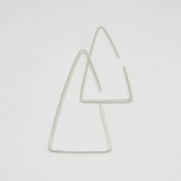 Τρίγωνα, Ανοικτά Σκουλαρίκια, Ασημένια - ασήμι 925, σκουλαρίκια, γεωμετρικά σχέδια, minimal, ασημένια - 2