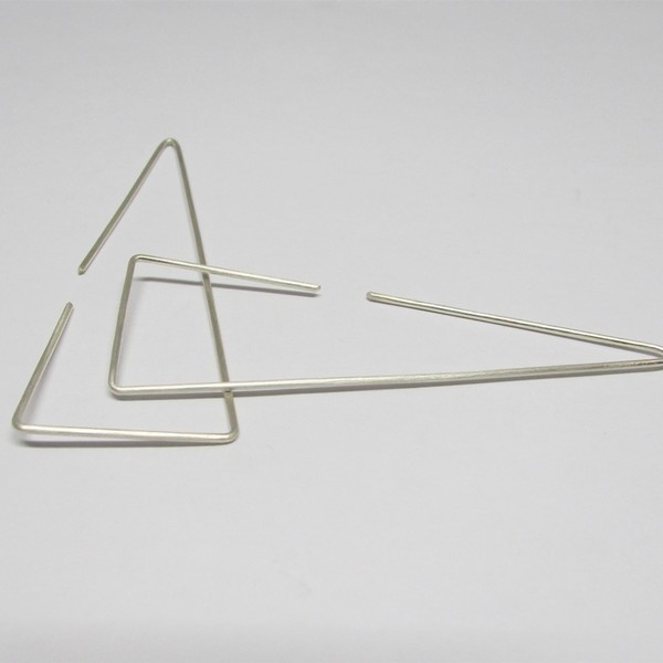 Τρίγωνα, Ανοικτά Σκουλαρίκια, Ασημένια - ασήμι 925, σκουλαρίκια, γεωμετρικά σχέδια, minimal, ασημένια - 5