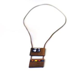 alternative necklace - handmade, ριγέ, μοναδικό, μοντέρνο, καμβάς, ακρυλικό, χειροποίητα, all day - 4