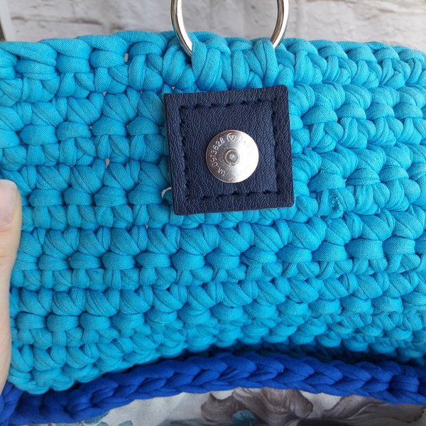 Μπλε πλεκτή ΤΟΤΕ τσάντα - ώμου, δώρο, crochet, βελονάκι, πλεκτές τσάντες, δώρα για γυναίκες - 5