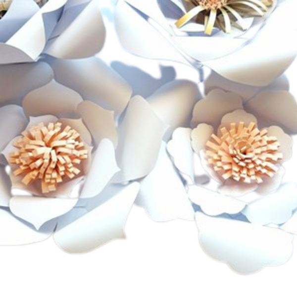 Χαρτινα λουλουδια διακόσμησης γάμου λευκα - χαρτί, χαρτί, επιτοίχιο, λουλούδια, πρωτότυπο, στολίδι, γάμος, romantic - 2