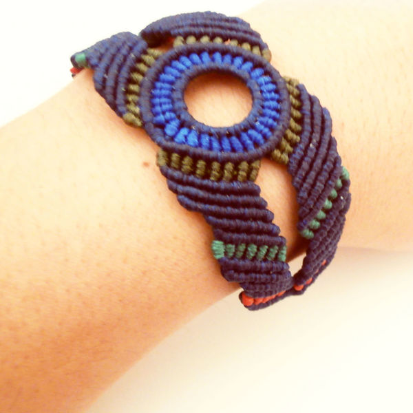 Μπλε Σκούρο Γυναικείο Βραχιόλι Macrame Boho Style - μακραμέ, βραχιόλι, κορδόνια, bracelet - 2