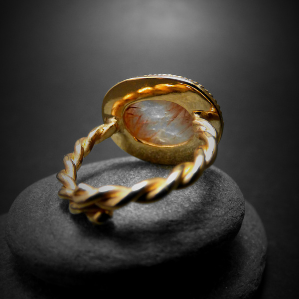 " Gold passion Rutile " - Χειροποίητο επίχρυσο δαχτυλίδι με ένα σπάνιο Χρυσοκόκκινο Ρουτίλιο. - ημιπολύτιμες πέτρες, ημιπολύτιμες πέτρες, handmade, βραδυνά, fashion, vintage, κλασσικό, design, ιδιαίτερο, μοναδικό, μοντέρνο, γυναικεία, επιχρυσωμένα, επιχρυσωμένα, sexy, donkey, gothic style, δαχτυλίδι, χειροποίητα, romantic, minimal, must αξεσουάρ, κλασσικά, personalised, γυναίκα, unisex, unique, boho, ethnic, rock, αυξομειούμενα - 3