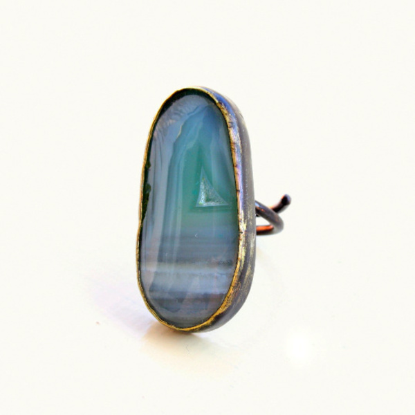 Δαχτυλίδι με πράσινο Αχάτη - αχάτης, αχάτης, μοναδικό, ορείχαλκος, ορείχαλκος, δαχτυλίδι, boho, μεγάλα