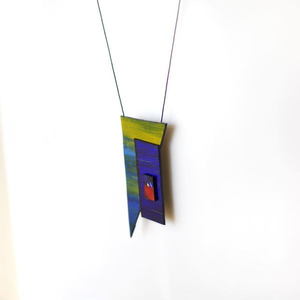 geometric necklace - handmade, μοναδικό, καμβάς, ακρυλικό, γεωμετρικά σχέδια, χειροποίητα - 3
