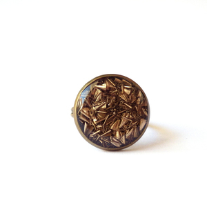 *Bronze Drop* | Δαχτυλίδι σε Μπρονζέ Απόχρωση με Υγρό Γυαλί - γυαλί, γυαλί, μέταλλο, δαχτυλίδι, μπρούντζος