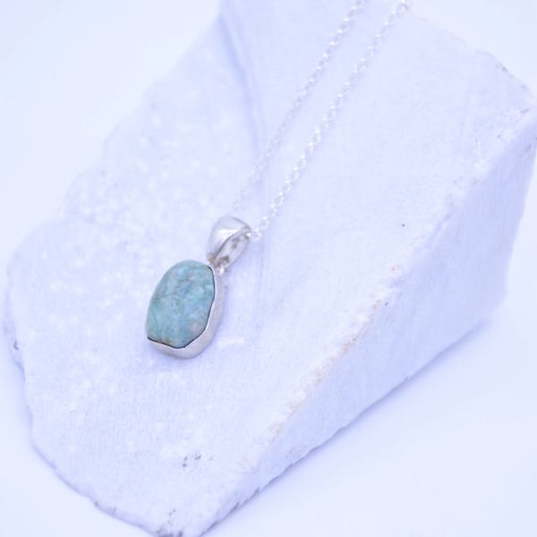 ''Green'' sea-stone necklace2 - ασήμι, αλυσίδες, ασήμι 925