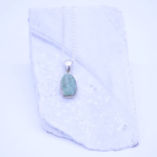 ''Green'' sea-stone necklace2 - ασήμι, αλυσίδες, ασήμι 925 - 2