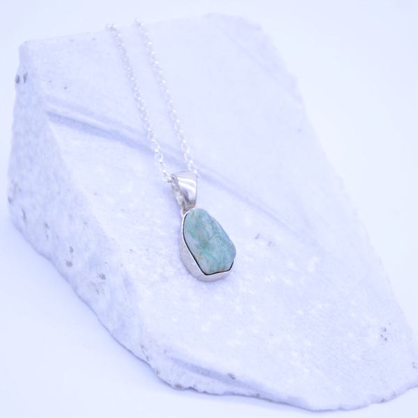 ''Green'' sea-stone necklace2 - ασήμι, αλυσίδες, ασήμι 925 - 3