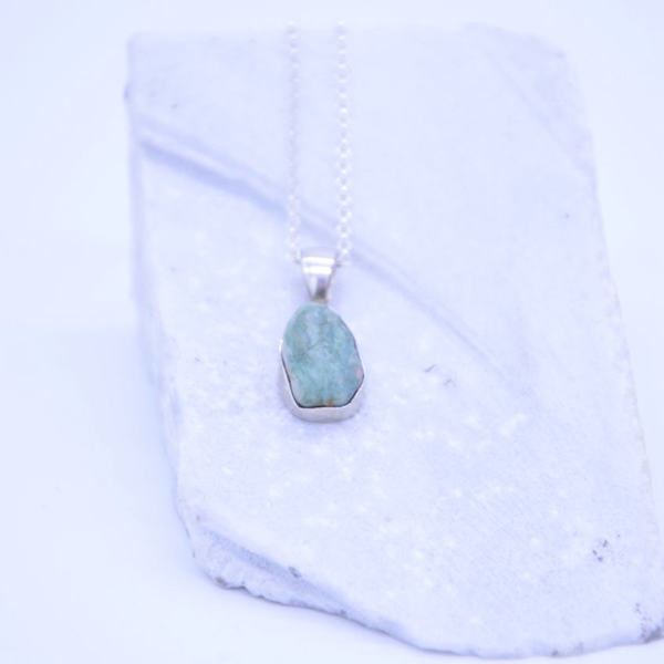 ''Green'' sea-stone necklace2 - ασήμι, αλυσίδες, ασήμι 925 - 4