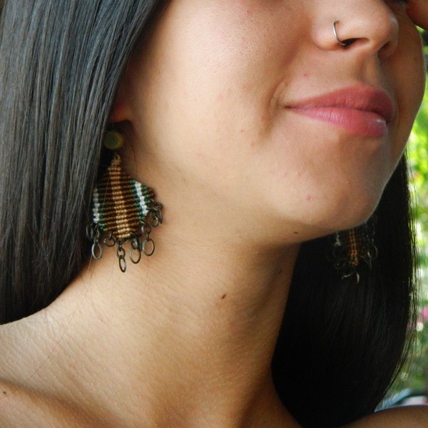Pocahontas -- Macrame earrings - handmade, γυναικεία, δώρο, μακραμέ, κορδόνια, σκουλαρίκια, χειροποίητα, boho - 3