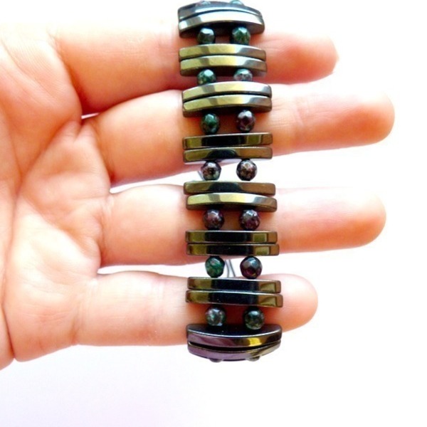 βραχιόλι αιματίτης / αχάτης - ημιπολύτιμες πέτρες, αχάτης, chic, handmade, αιματίτης, βραχιόλι, χειροποίητα, bracelet - 2