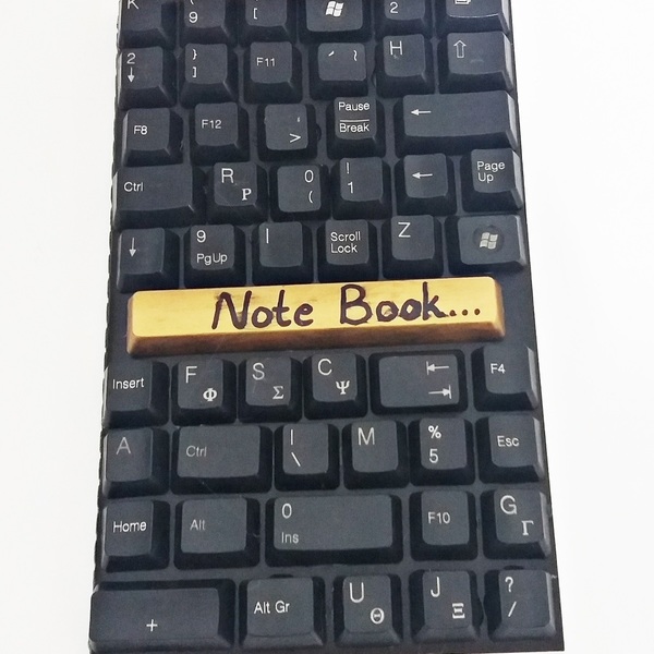 Handmade Recycled Keyboard Note Book2 - handmade, μοναδικό, πλαστικό, χαρτί, δώρο, οργάνωση & αποθήκευση, χειροποίητα, δωράκι, γενέθλια, unique, τετράδια & σημειωματάρια - 2
